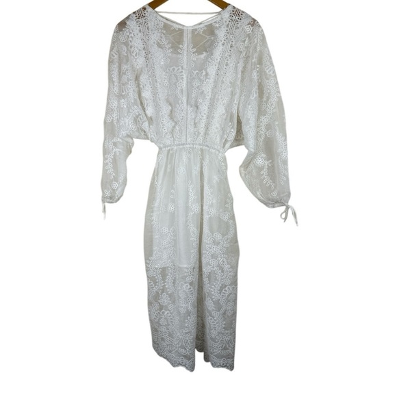 Endless Rose White Lace Organza Embroidered Midi Dress Size: X-Small - Picture 1 of 13